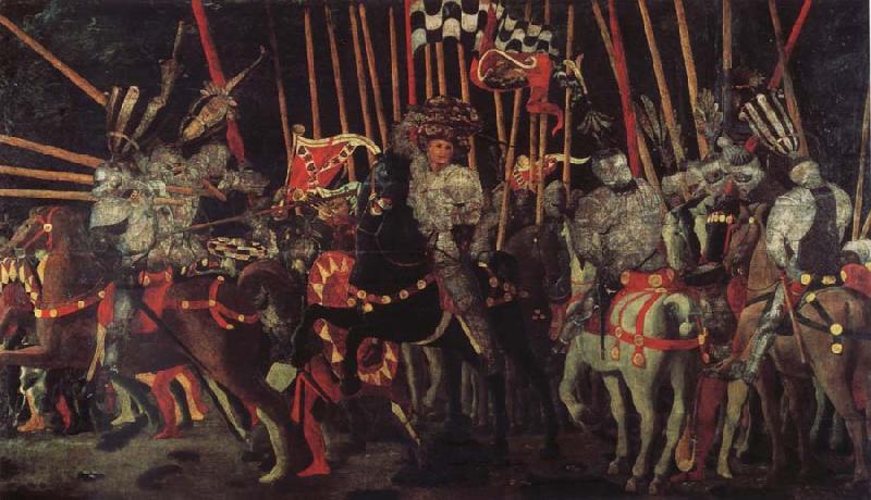 UCCELLO, Paolo The battle of San Romano the intervention of Micheletto there Cotignola Sweden oil painting art